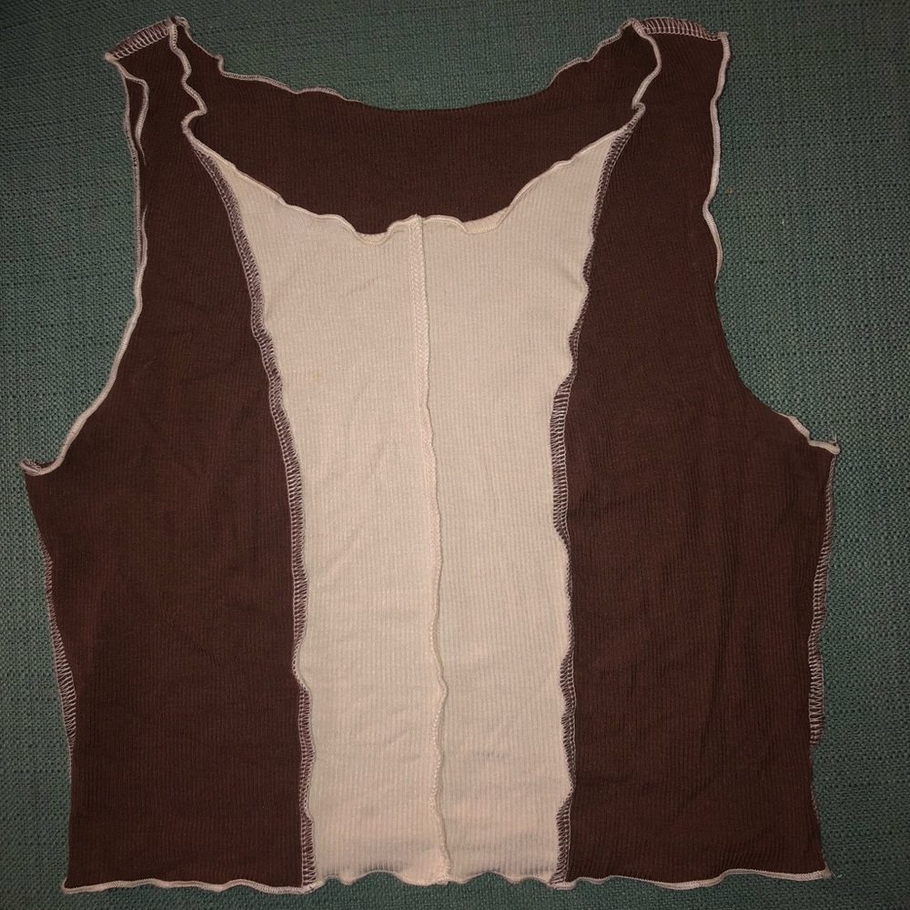 Brown and White Lettuce Stitch Top